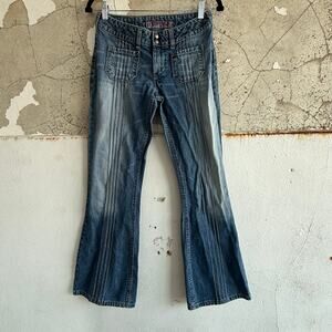 Silver Jeans Y2K Flare Denim Womens 28 /31 Low Rise Front Seams No Back Pockets
